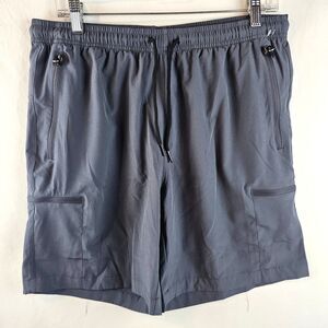 Santiny Mens Athletic Shorts Large Gray Cargo Running Workout Zipper Pockets